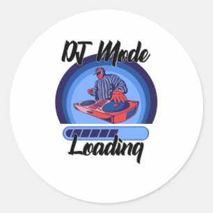 dj mode loading classic round sticker