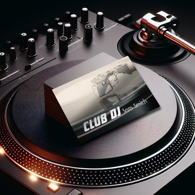DJ Modern Metalic Stylish Vinyl Recoder Mixer Business Card (Creator Uploaded)