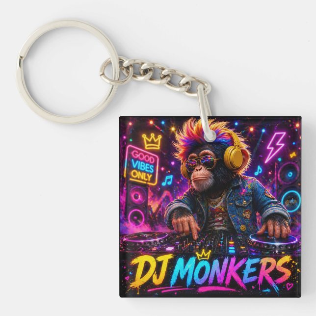 DJ MONKERS DOUBLE SIDED KEYCHAIN (Front)