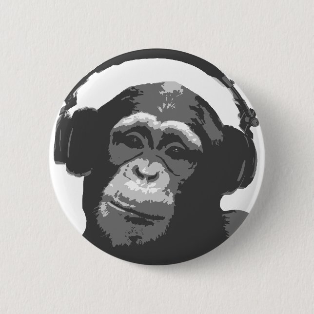 DJ MONKEY 6 CM ROUND BADGE (Front)