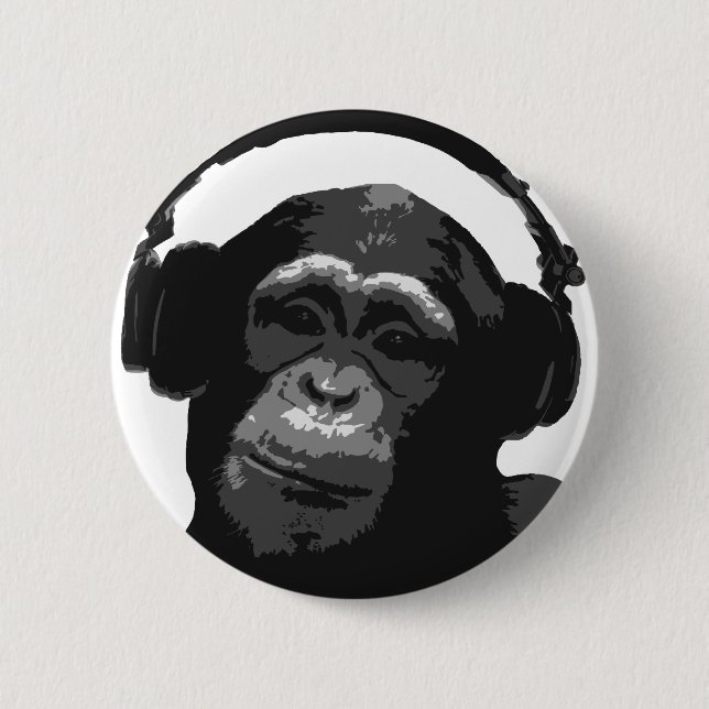 DJ MONKEY 6 CM ROUND BADGE (Front)