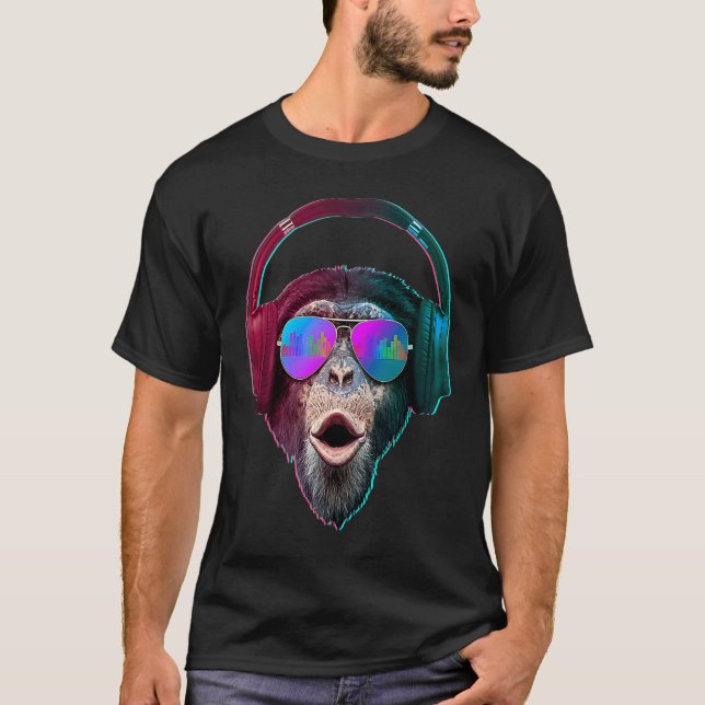 DJ Monkey  Disc Jockey Rave Music T-Shirt (Front)