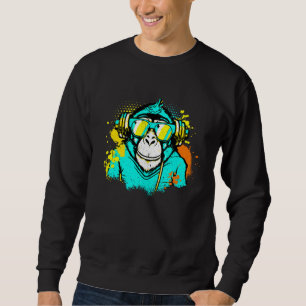 DJ Monkey Music Party Fun Sunglasses Dance Party M Sweatshirt