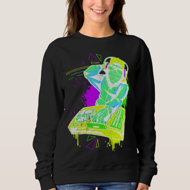 DJ Monkey Music Party Fun Sunglasses Monkey Headph Sweatshirt (Front)