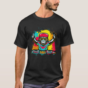 DJ Monkey Music Party Fun Sunglasses Monkey Headph T-Shirt