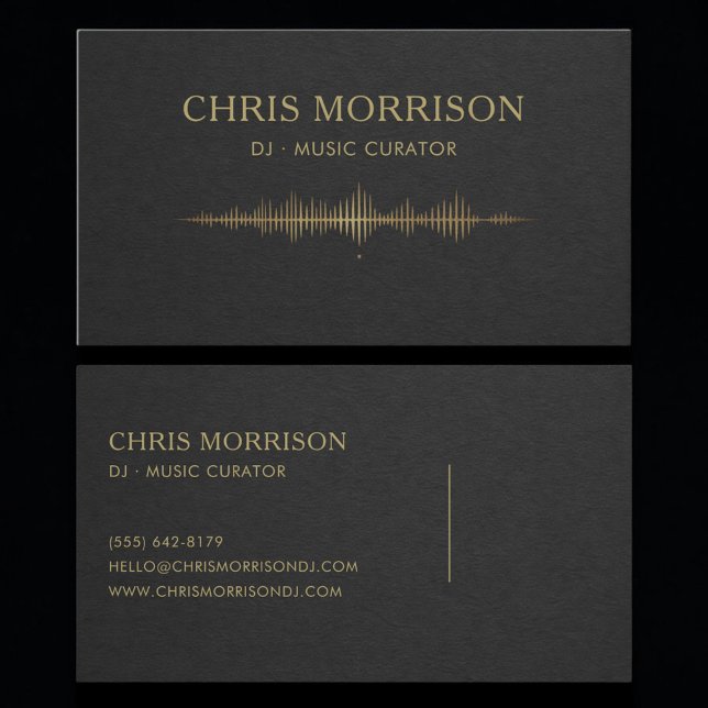 DJ Music Black Gold Professional Business Card (Creator Uploaded)