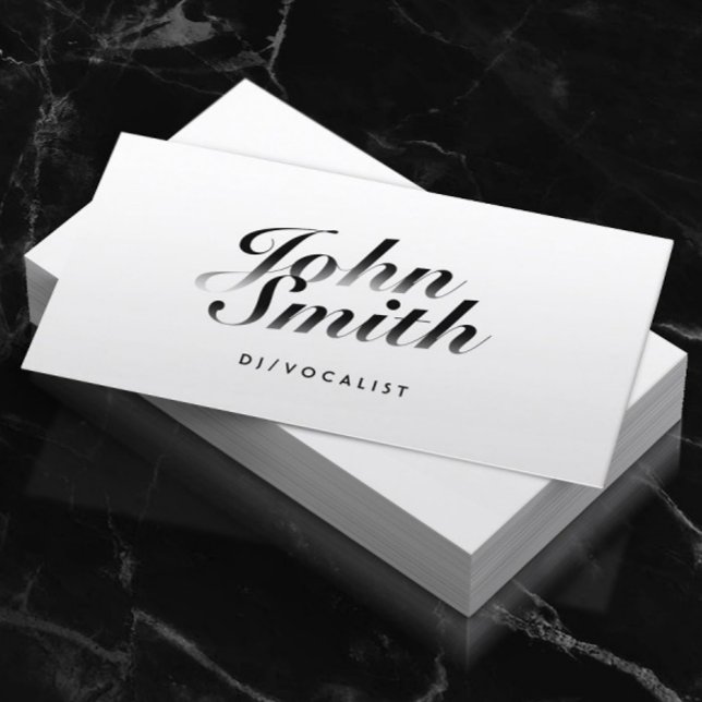 DJ Music Classy Calligraphic Bold Text Simple Business Card (Creator Uploaded)