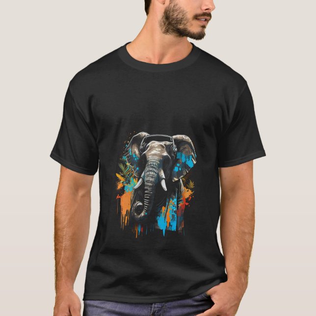 DJ music music fan elephant party party outfit mus T-Shirt (Front)