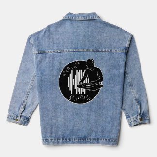 DJ Music Silhouette Black and White Art Denim Jacket