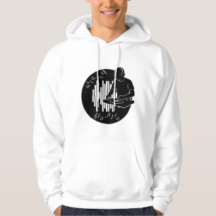 DJ Music Silhouette Black and White Art Hoodie