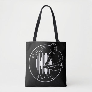 DJ Music Silhouette Black and White Art Tote Bag