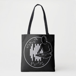 DJ Music Silhouette Black and White Art Tote Bag