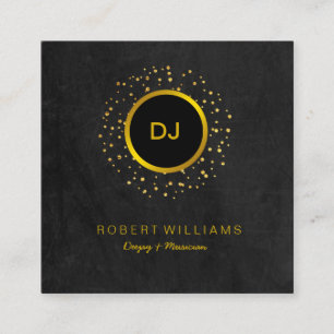 DJ Music Teacher Professional Musician Gold Black Square Business Card