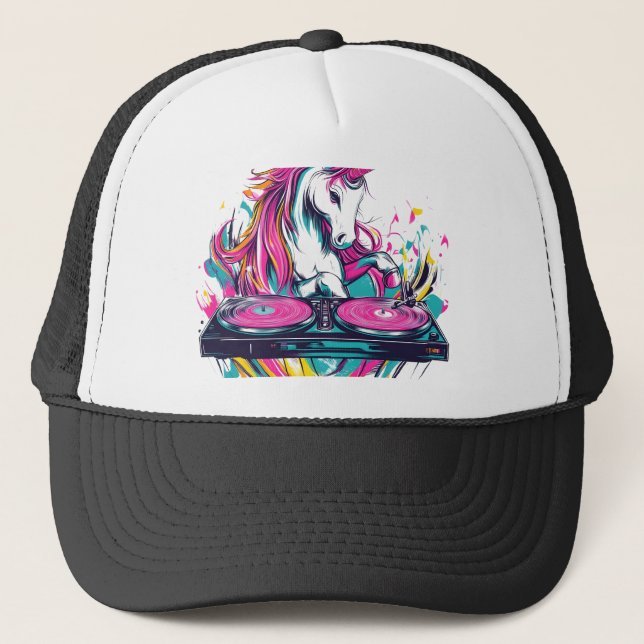 DJ Music Unicorn (1) Trucker Hat (Front)