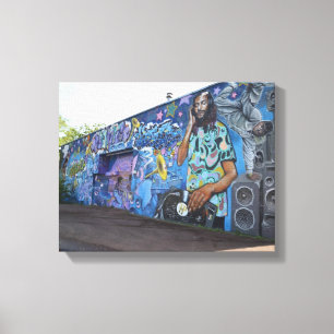 DJ music wall Graffiti Street art,urban real Canvas Print