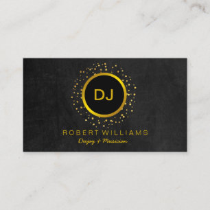 DJ Musician Professional Music Teacher Gold Black Business Card