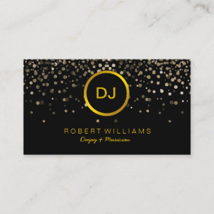 DJ Musician Professional Music Teacher Gold Black Business Card