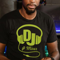 DJ name headphone lime green graphic t-shirt