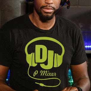 DJ name headphone lime green graphic t-shirt
