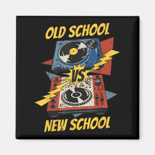 DJ Old vs New School Vinyl Turntable Compact Disc Magnet