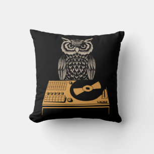 DJ Owl Turntable Retro Vinyl Cushion