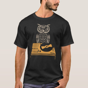 DJ Owl Turntable Retro Vinyl T-Shirt