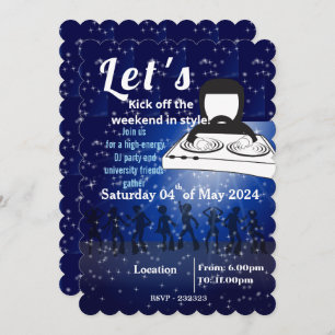 DJ party and university friends gather  Invitation