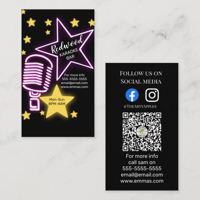DJ party planner glow stick disco karaoke club Business Card (Front/Back)