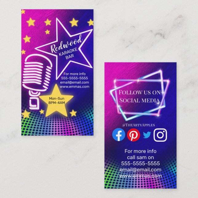 DJ party planner glow stick disco karaoke club Business Card (Front/Back)