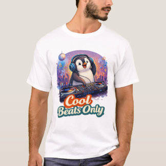 DJ Penguin Cartoon – Cool Beats Only T-Shirt