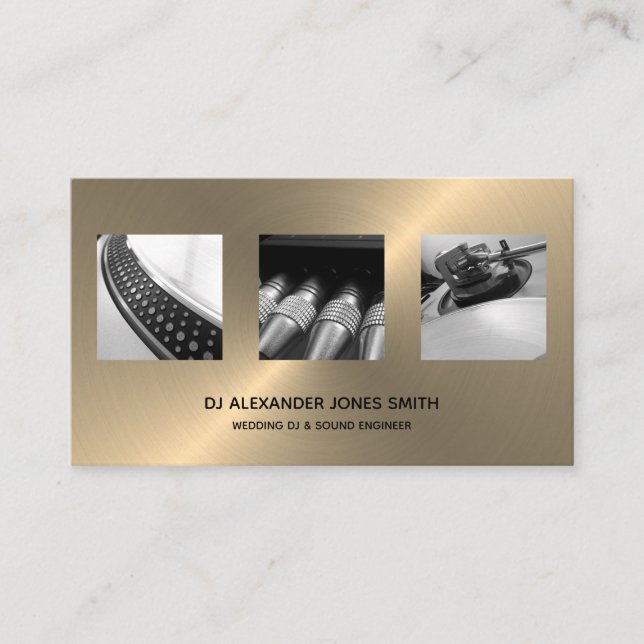 DJ Photographer - Modern Minimalist Gold Faux Business Card (Front)