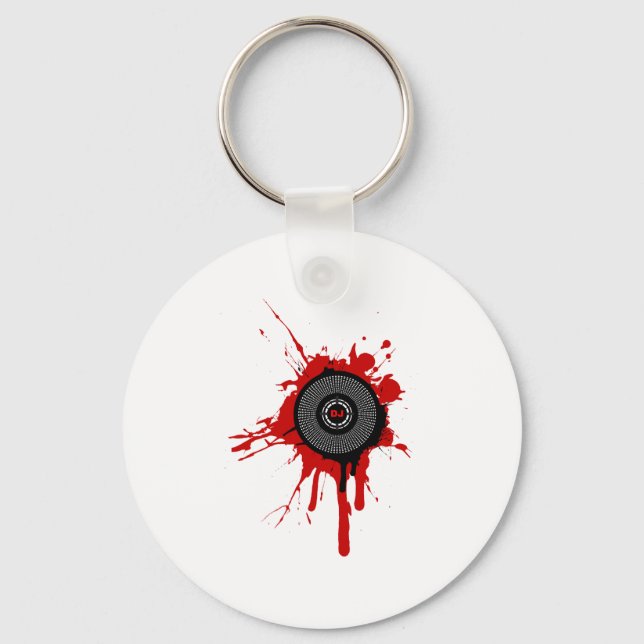 DJ Platter Splatter - Disk Jockey Turntable Deck Key Ring (Front)