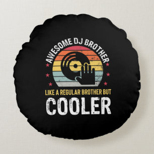 DJ Player Brother Funny Disc Jockey Wedding Party Round Cushion