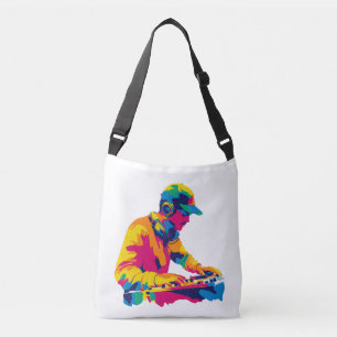 DJ Portrait Illustration Watercolour Painting Crossbody Bag