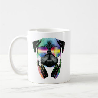 Dj Pug With Headphones Funny Pug Music Coffee Mug