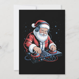 DJ Santa Christmas Headphones Turntable Xmas Invitation