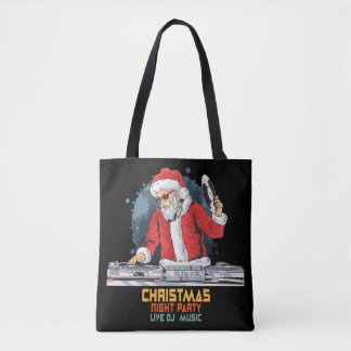 dj santa party club tote bag