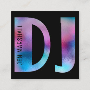 DJ script on faux holographic effect Square Business Card