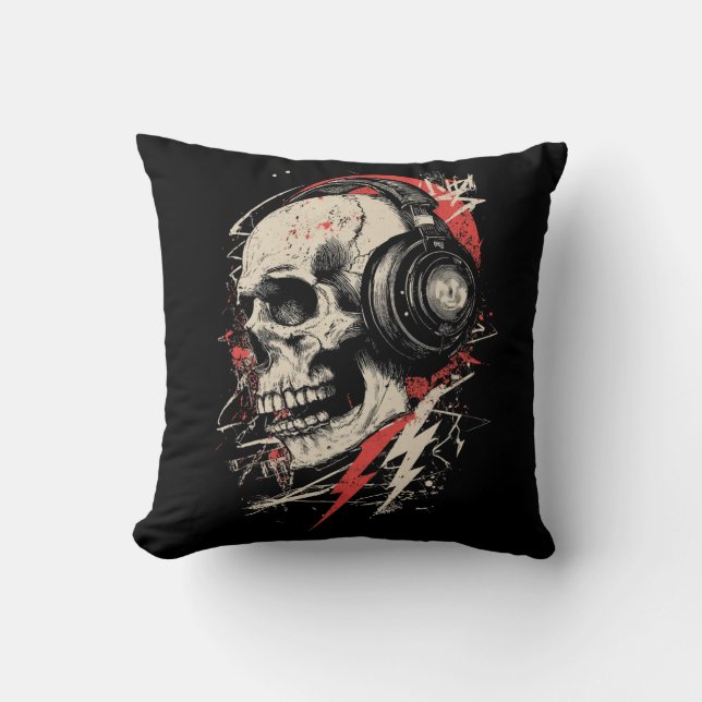 DJ Skull Headphones Lightning Music Electronic Got Cushion (Front)