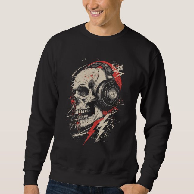 DJ Skull Headphones Lightning Music Electronic Got Sweatshirt (Front)