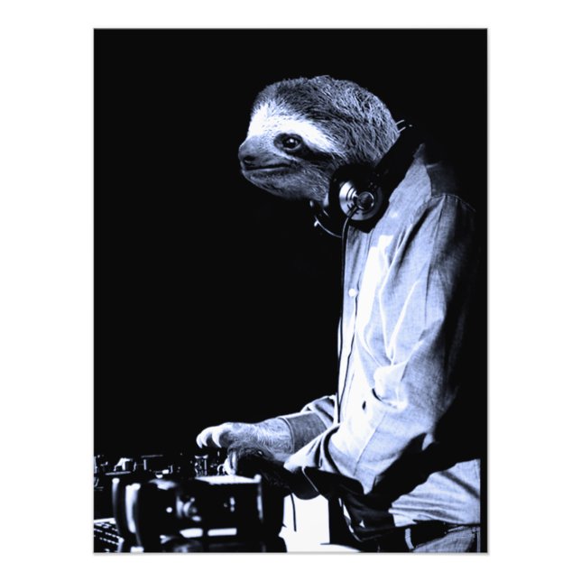 DJ Sloth Photo Print  (Front)