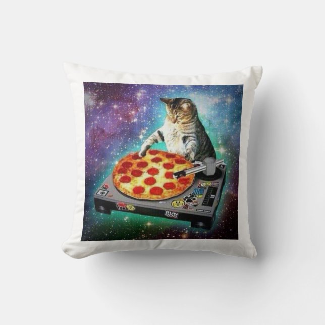 DJ Space Cat throw pillow (Front)