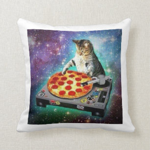 DJ Space Cat throw pillow
