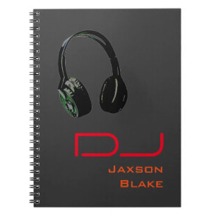 DJ Stylish Red Orange Grey Background Headphone Notebook