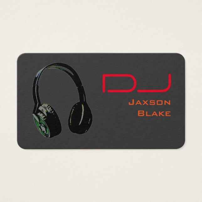 DJ Stylish Red Orange Grey Headphone Profile Card (Front)