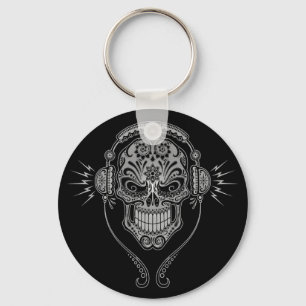 DJ Sugar Skull – Black Key Ring