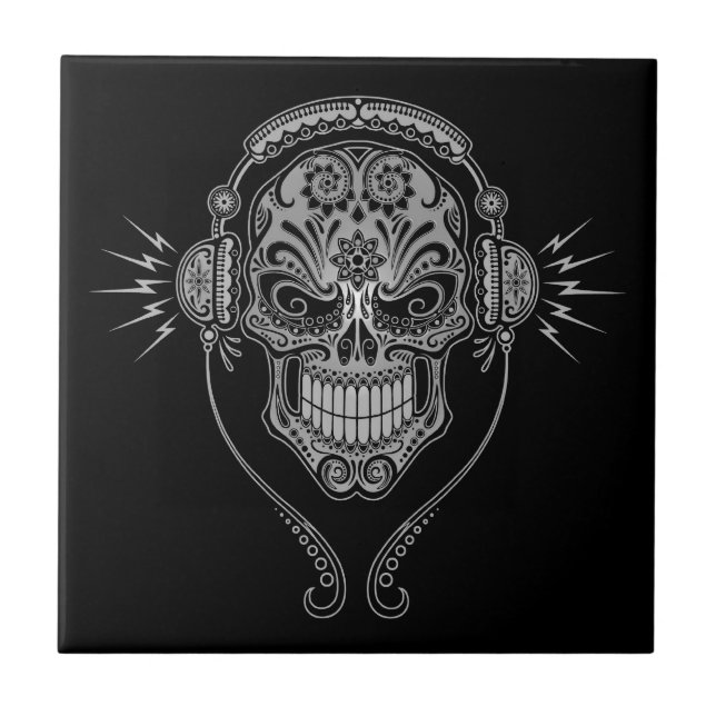 DJ Sugar Skull, dark Tile (Front)