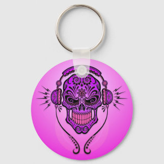 DJ Sugar Skull – Purple Key Ring