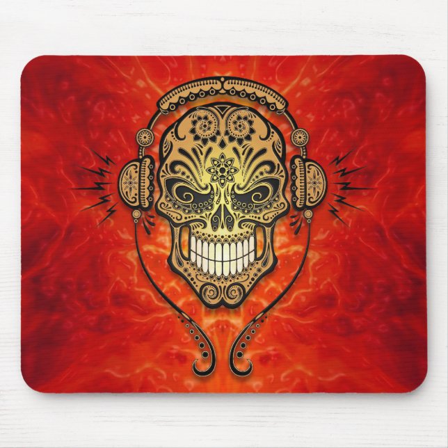 DJ Sugar Skull (red) Mouse Pad (Front)