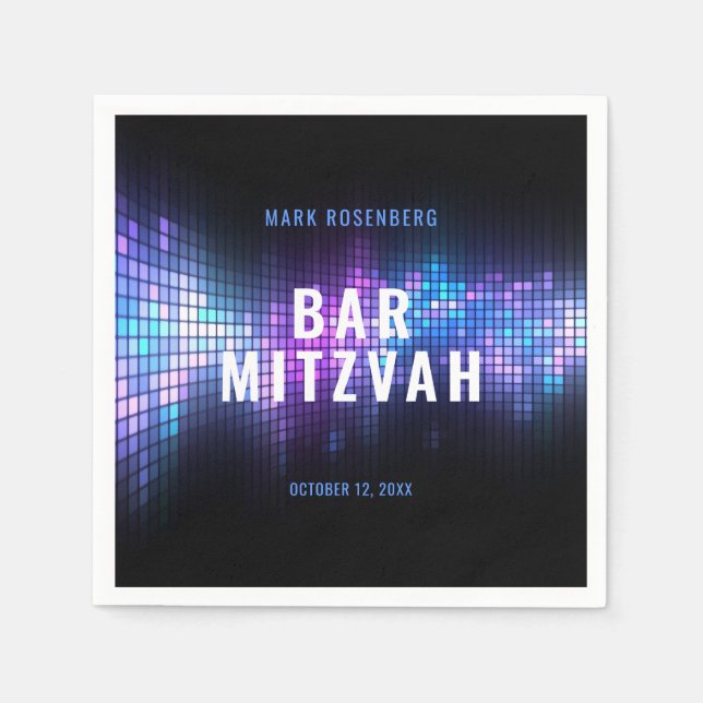 DJ Techno Dance Party Bar Mitzvah Napkin (Front)